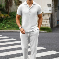 Conjunto casual hombre tela arrugada estilo relajado - Dario