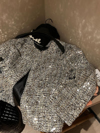 Tella - Blazer de lentejuelas de moda para mujer con efecto brillante