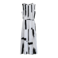 Vestido midi mujer estampado artístico estilo evasé - Helena