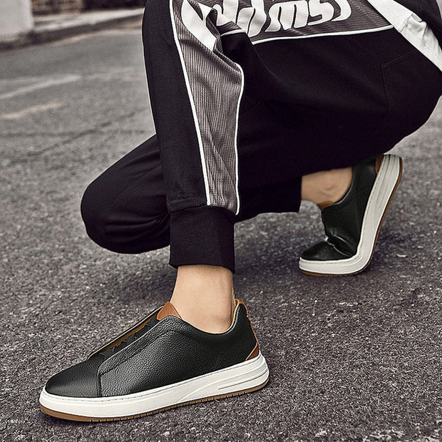 Zapatillas bajas para hombre de piel auténtica sin cordones estilo casual - Renato