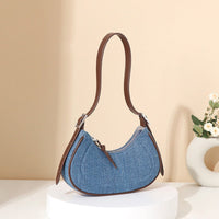 Bolso de hombro para mujer denim con forma media luna - Élodie