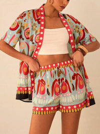 Conjunto mujer estampado primavera kimono corto y short - Arlena