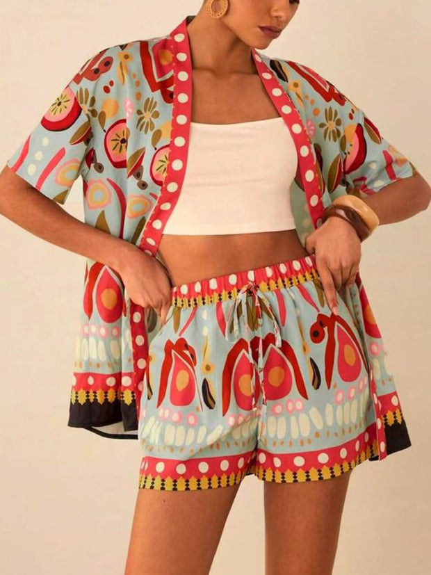 Conjunto mujer estampado primavera kimono corto y short - Arlena