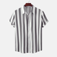 Camisa de hombre de manga corta con tapeta de botones - Rayas