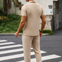 Conjunto casual hombre tela arrugada estilo relajado - Dario
