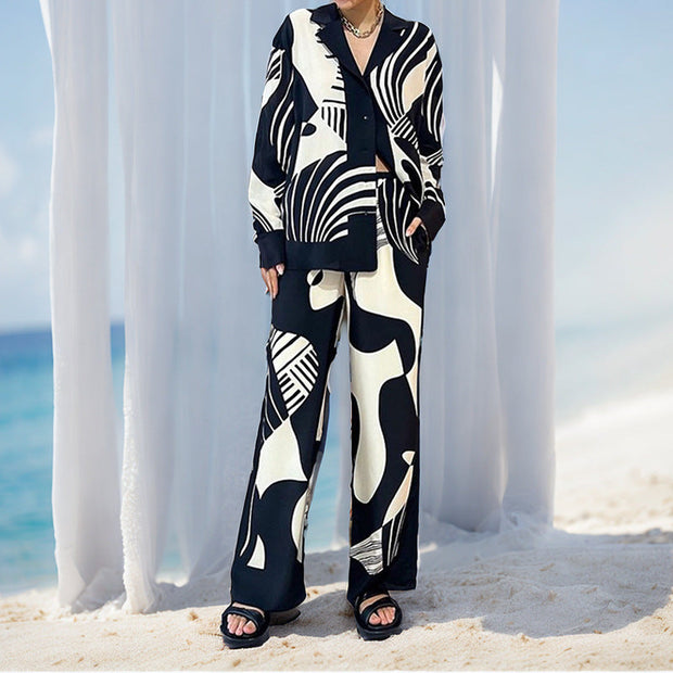 Conjunto estampado manga larga y pantalón para mujer - Milena