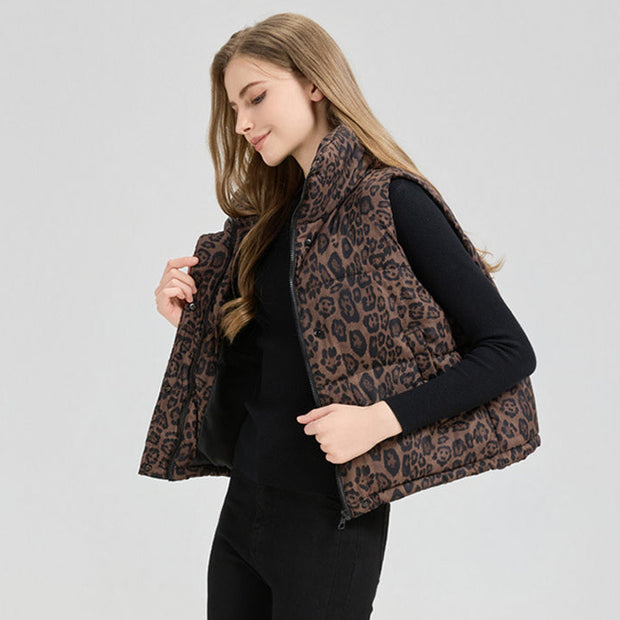 Chaleco acolchado con estampado animal para mujer - Alisanne
