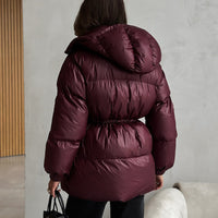 Abrigo para mujer acolchado con capucha ajustable - Elissea