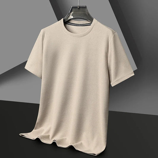 Camiseta de manga corta para hombre - con textura y cuello redondo