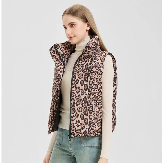 Chaleco acolchado con estampado animal para mujer - Alisanne