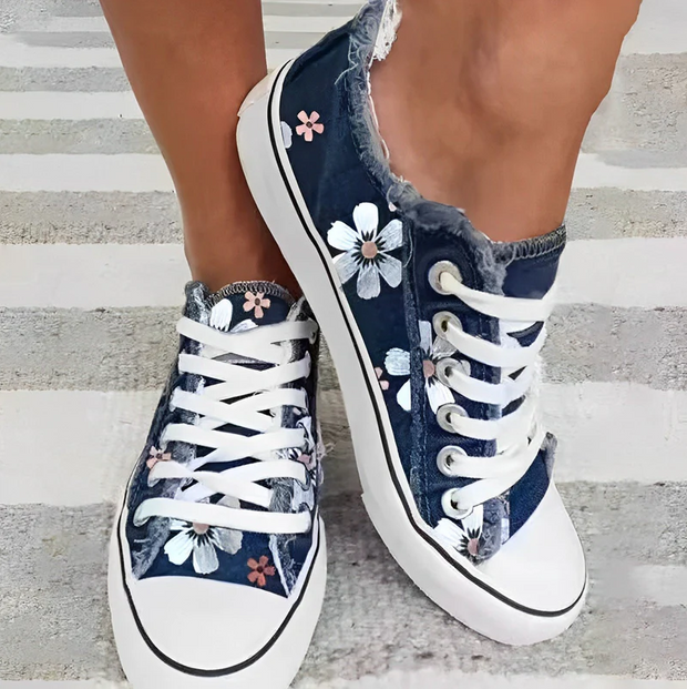 Rena - Deportivas de mujer a la última con estampado vaquero floral para un look elegante