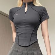 Manga corta gris