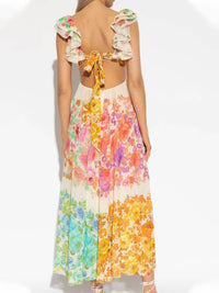 Vestido bohemio largo para mujer con estampado multicolor - Rhoswen