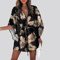 Giselle - Vestido camisero boho con cuello en V y estampado floral