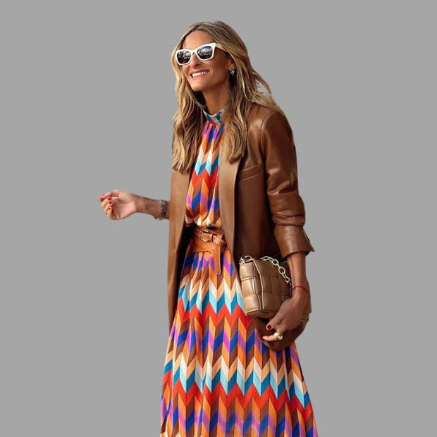 Vestido midi de espiga de colores para mujer - Aleiah