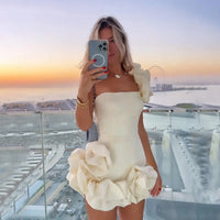 Melody - Vestido de un solo hombro con volantes