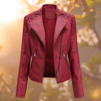 Mandy Noir Chaqueta de cuero estilo motero