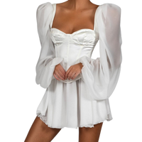 Sylvie - Elegante vestido de noche blanco con mangas farol