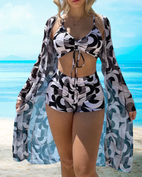 YEVA - Conjunto de bikini vendaje con cintura alta y top