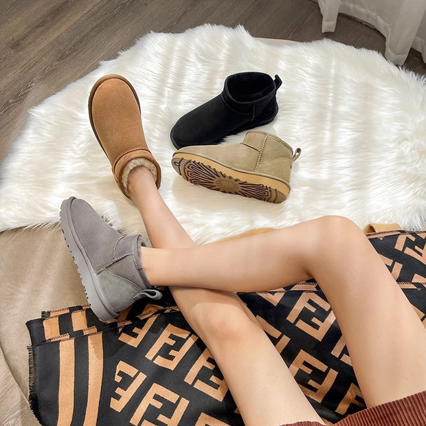 Botines de invierno para mujer en ante con forro de lana - Emilia