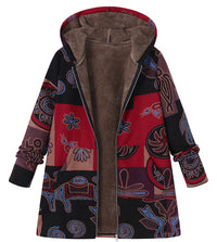 Abrigo capucha para mujer estampado retro térmico - Luny