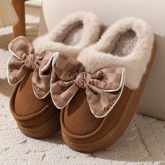 Zapatillas de casa para mujer efecto afelpado con lazo decorativo - Mairene