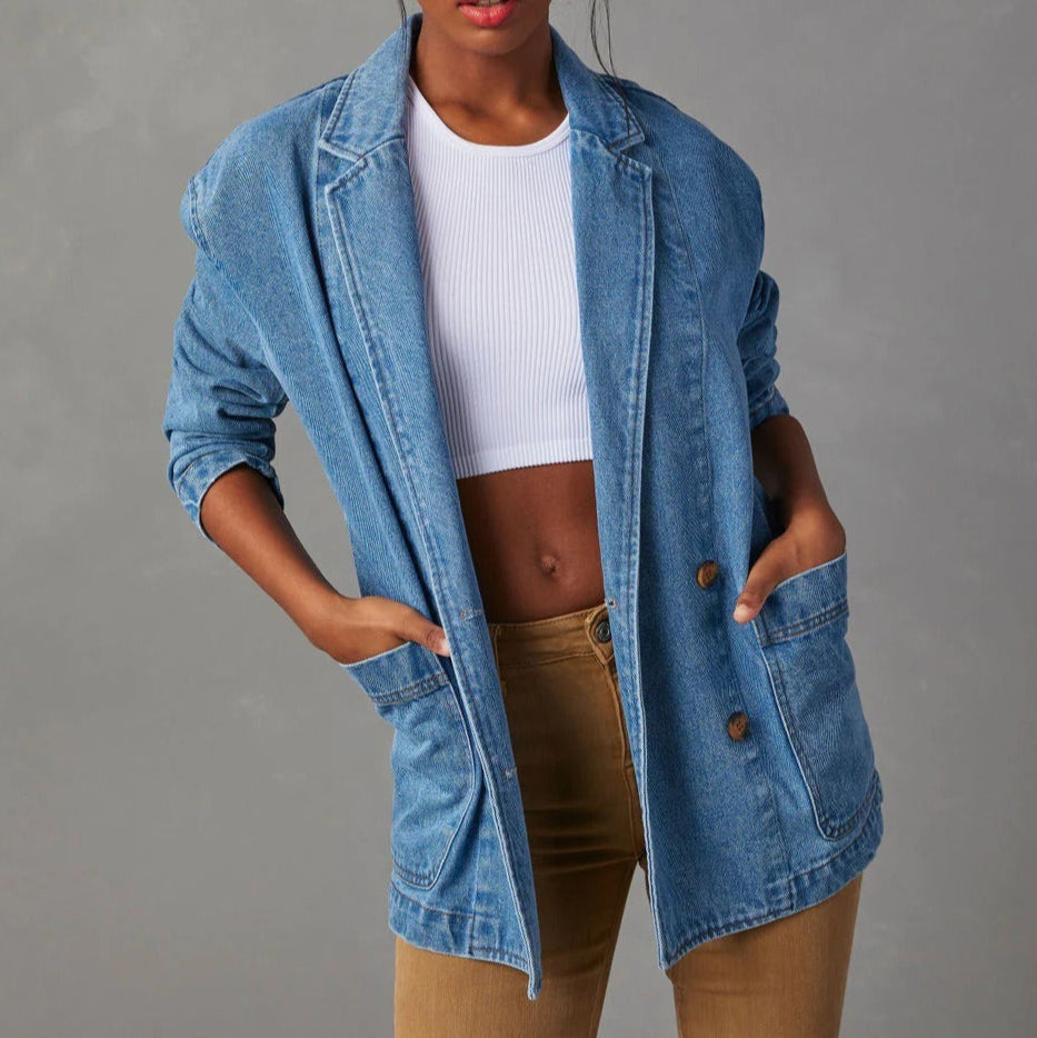 Chaqueta mujer denim lavado estilo blazer - Yalina