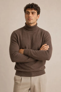 Jersey hombre cuello vuelto slim fit punto liso - Caspar