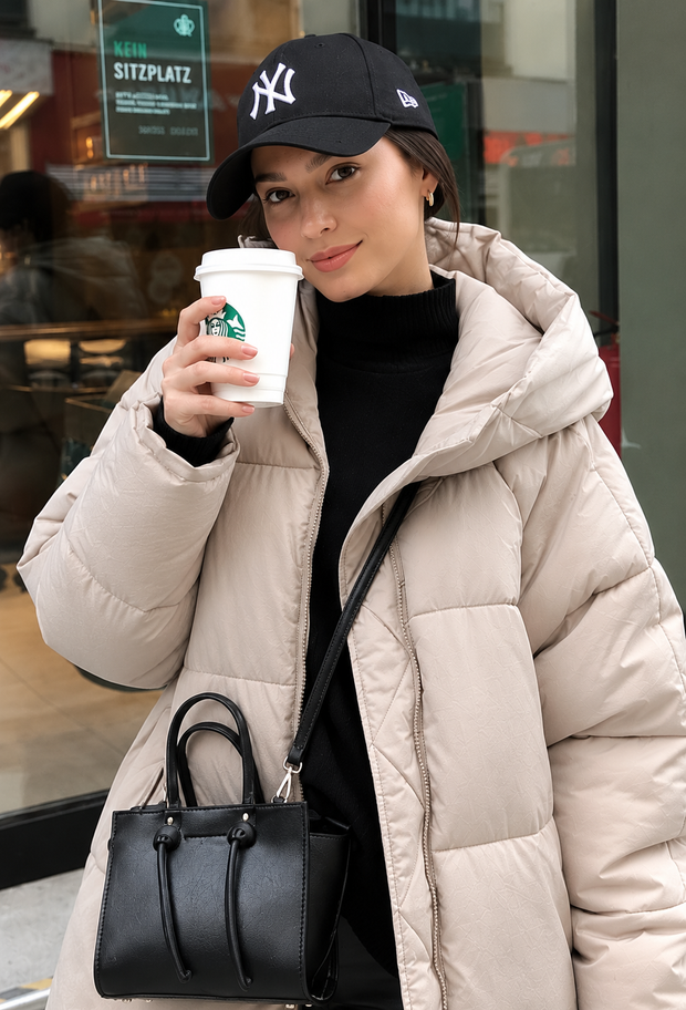 Abrigo acolchado largo mujer capucha corte oversize invierno - Odette