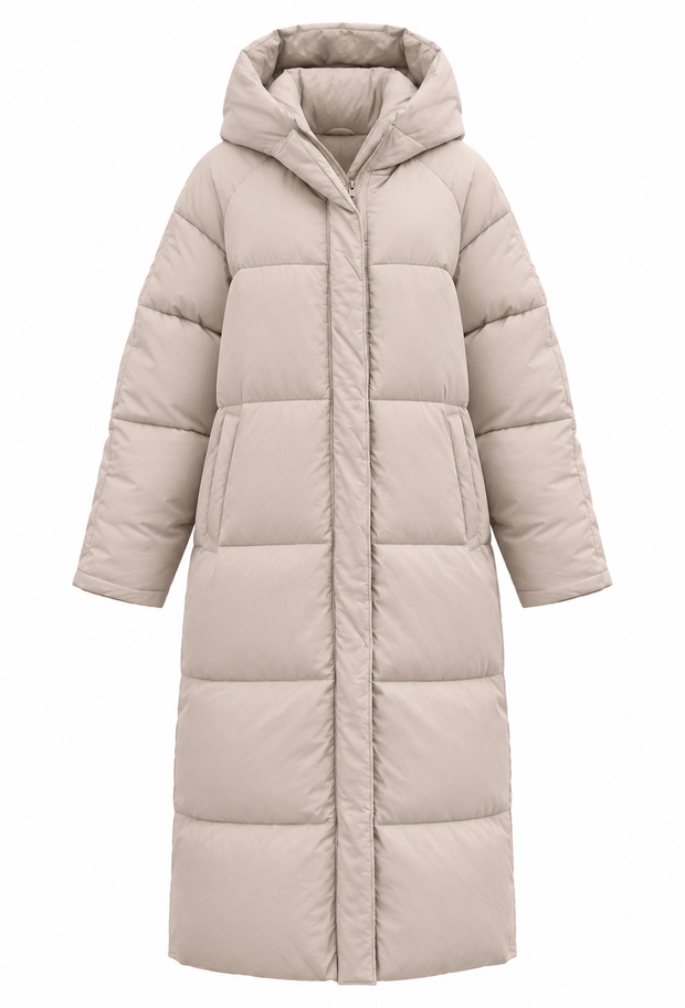 Abrigo acolchado largo mujer capucha corte oversize invierno - Odette