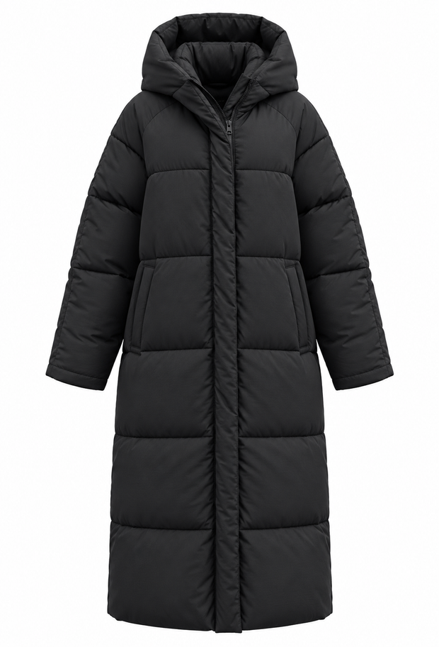 Abrigo acolchado largo mujer capucha corte oversize invierno - Odette