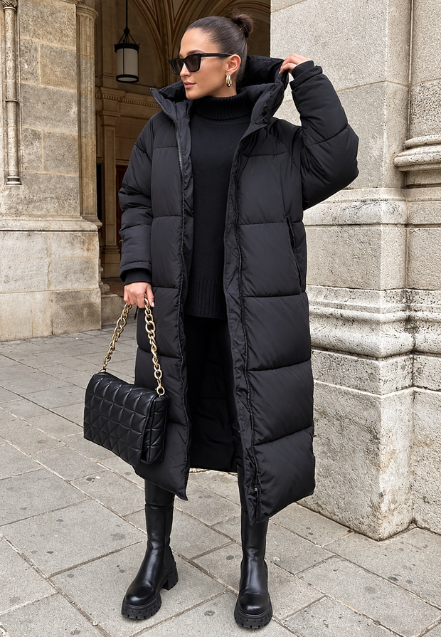 Abrigo acolchado largo mujer capucha corte oversize invierno - Odette