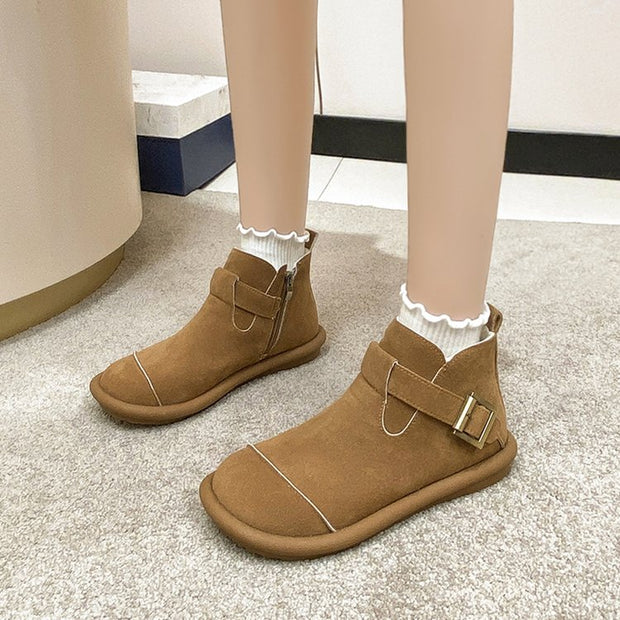 Botines de invierno para mujer en ante con hebilla lateral - Estelle