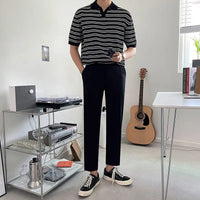 Polo para hombre de algodón rayado estilo casual relajado - Mateo