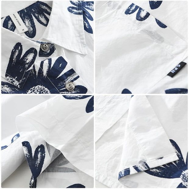 Camisa casual hombre algodón estampado floral manga corta - Rodrigo