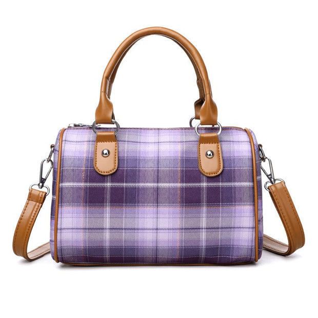 Bolso de hombro para mujer estampado tartán con asas en contraste - Milena
