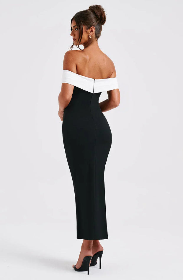 Lina - Vestido elegante largo color negro
