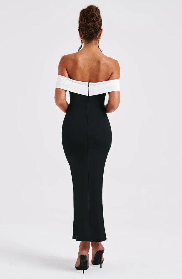 Lina - Vestido elegante largo color negro