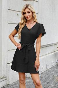 Jane - Vestido de color sólido con cuello en V