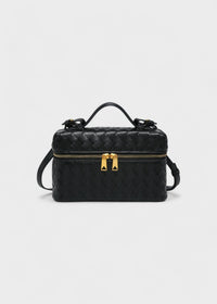Bolso mujer trenzado negro estructura rígida cremalleras doradas - Valeska
