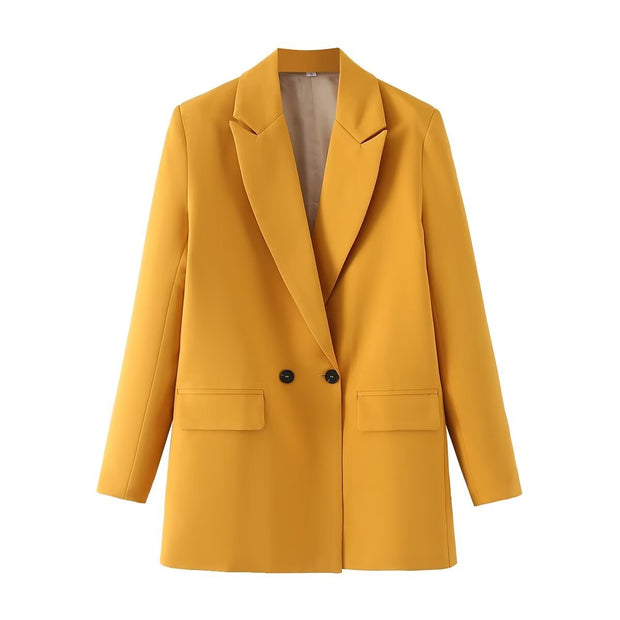 Blazer cruzada mujer corte recto solapas de pico - Greta