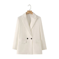 Blazer cruzada mujer corte recto solapas de pico - Greta