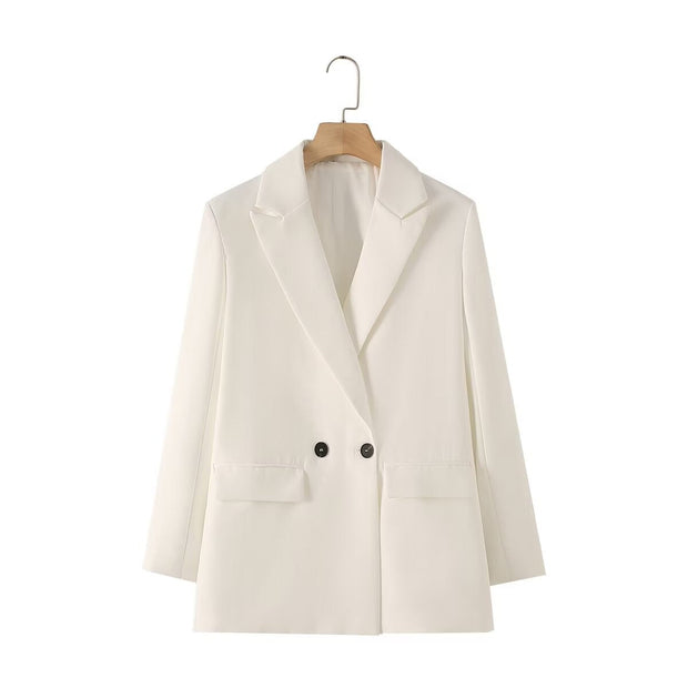Blazer cruzada mujer corte recto solapas de pico - Greta