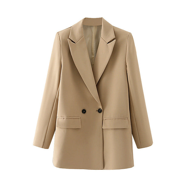 Blazer cruzada mujer corte recto solapas de pico - Greta