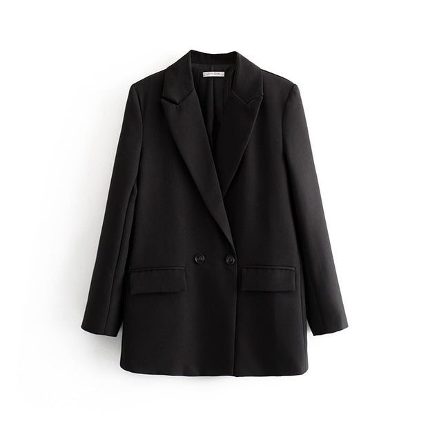 Blazer cruzada mujer corte recto solapas de pico - Greta