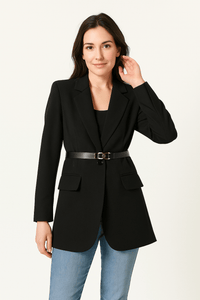 Blazer entallada de mujer con cinturón clásico elegante - Mila