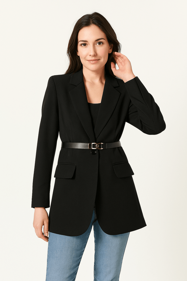 Blazer entallada de mujer con cinturón clásico elegante - Mila