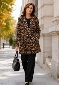 Blazer largo para mujer con estampado de leopardo - Luise