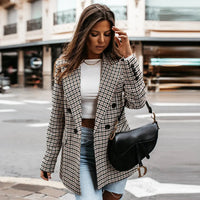 Blazer mujer cuadros doble botonadura solapas - Karina