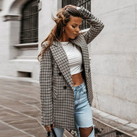 Blazer mujer cuadros doble botonadura solapas - Karina